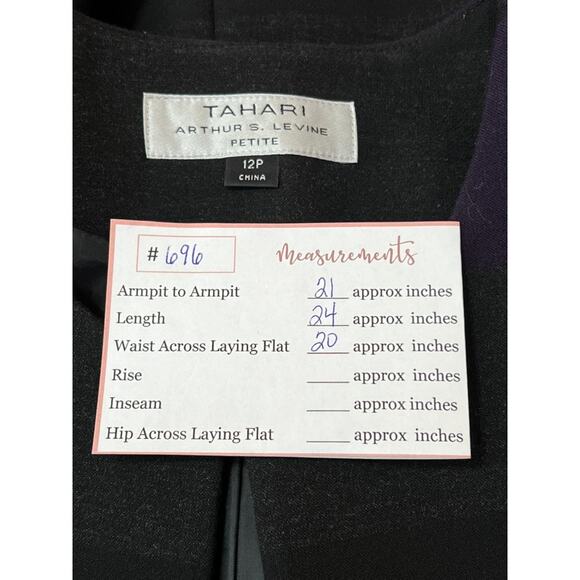 Tahari by Arthur S. Levine Purple Black Gray Striped Long Sleeve Blazer Size 12P - Picture 7 of 7